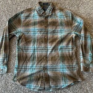Pendleton Mason Men’s Medium Blue and Brown Plaid Button Down Shirt